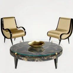 Eclipse Lounge Chair in tessuto oro