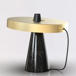 ED039 Lampada da tavolo in pietra nera e ottone