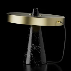 ED039 Lampada da tavolo in pietra nera e ottone