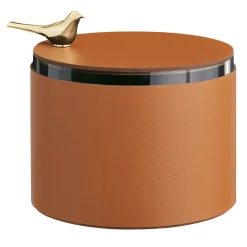 Elegante scatola in pelle cognac