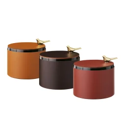 Elegante scatola in pelle cognac