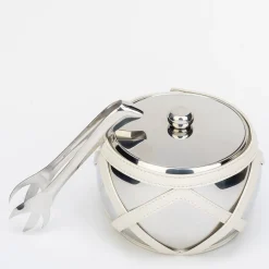 Escher Luna Secchiello per ghiaccio isolato bianco con pinze per il ghiaccio