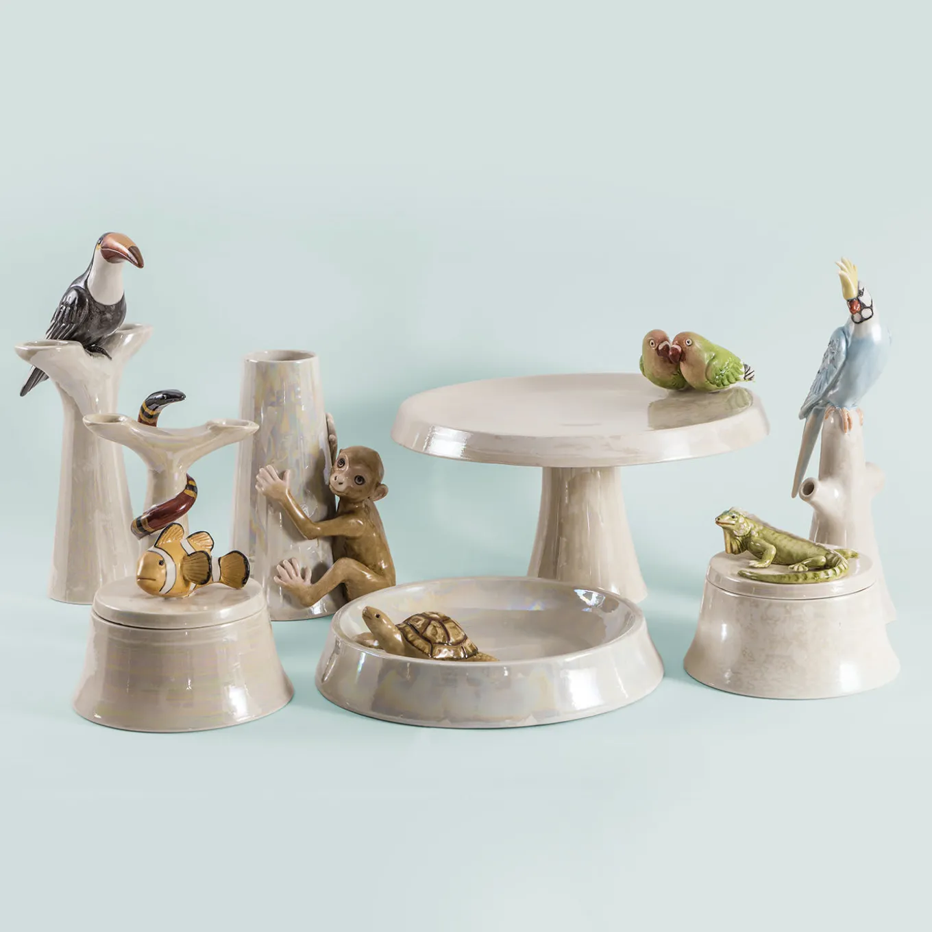 Esotica Collection Scatolina In Porcellana Con Iguana