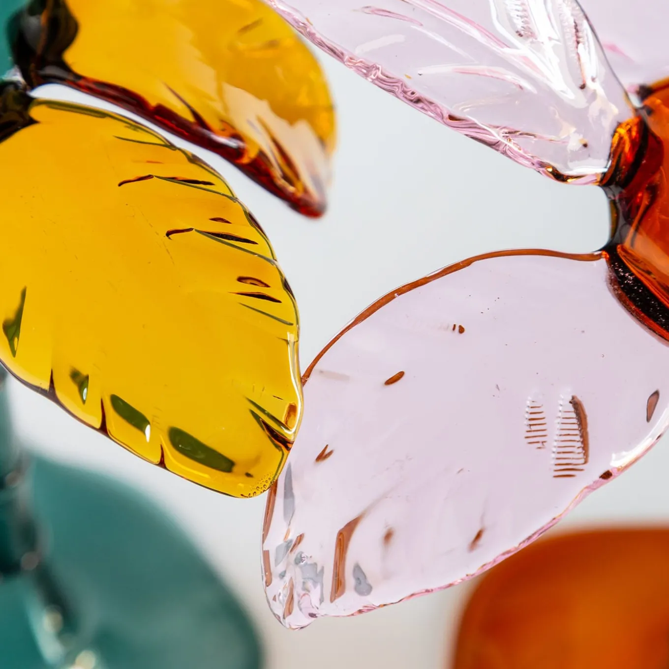 Espositore da dessert in vetro soffiato verde e arancione Las Palmas