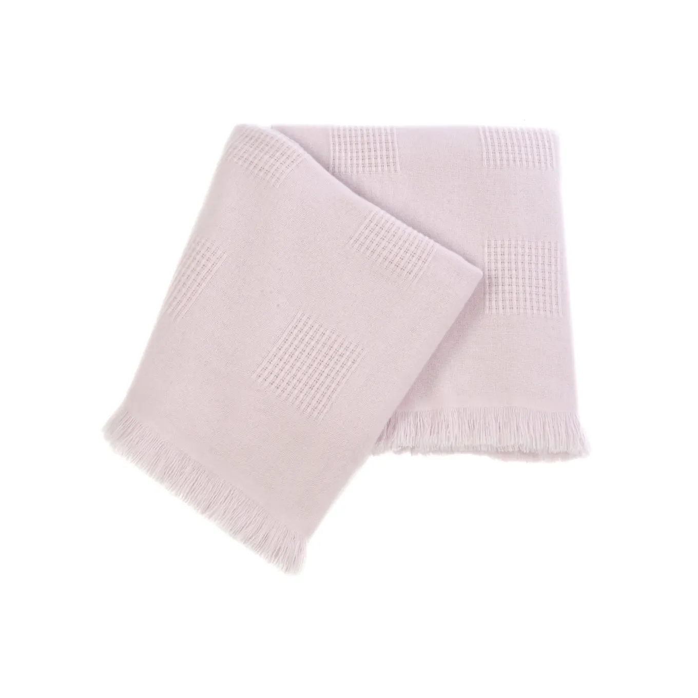 Farnese Soft Pink 100% Cashmere Singolo Plaid con frange corte