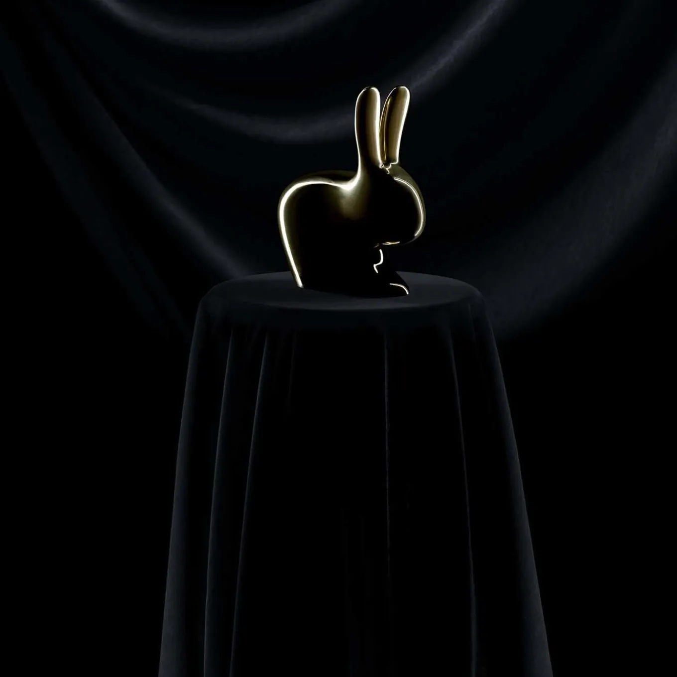 Fermaporta a forma di coniglio in ottone lucido di Stefano Giovannoni