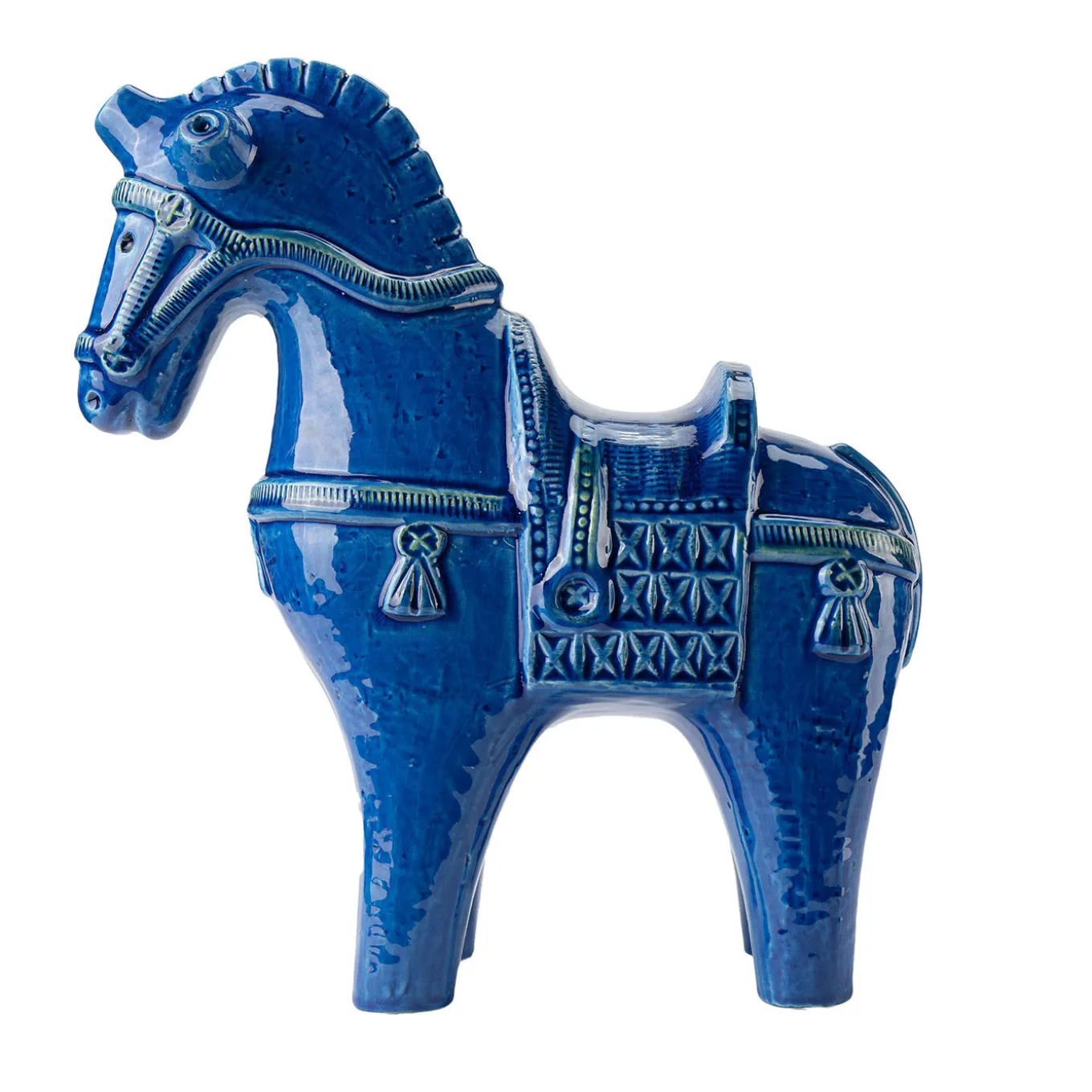 Figurina di cavallo in piedi Rimini Blu di Aldo Londi
