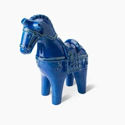 Figurina di cavallo in piedi Rimini Blu di Aldo Londi