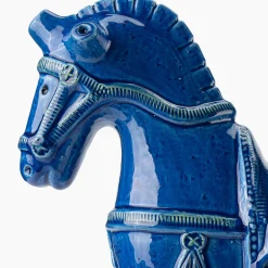 Figurina di cavallo in piedi Rimini Blu di Aldo Londi