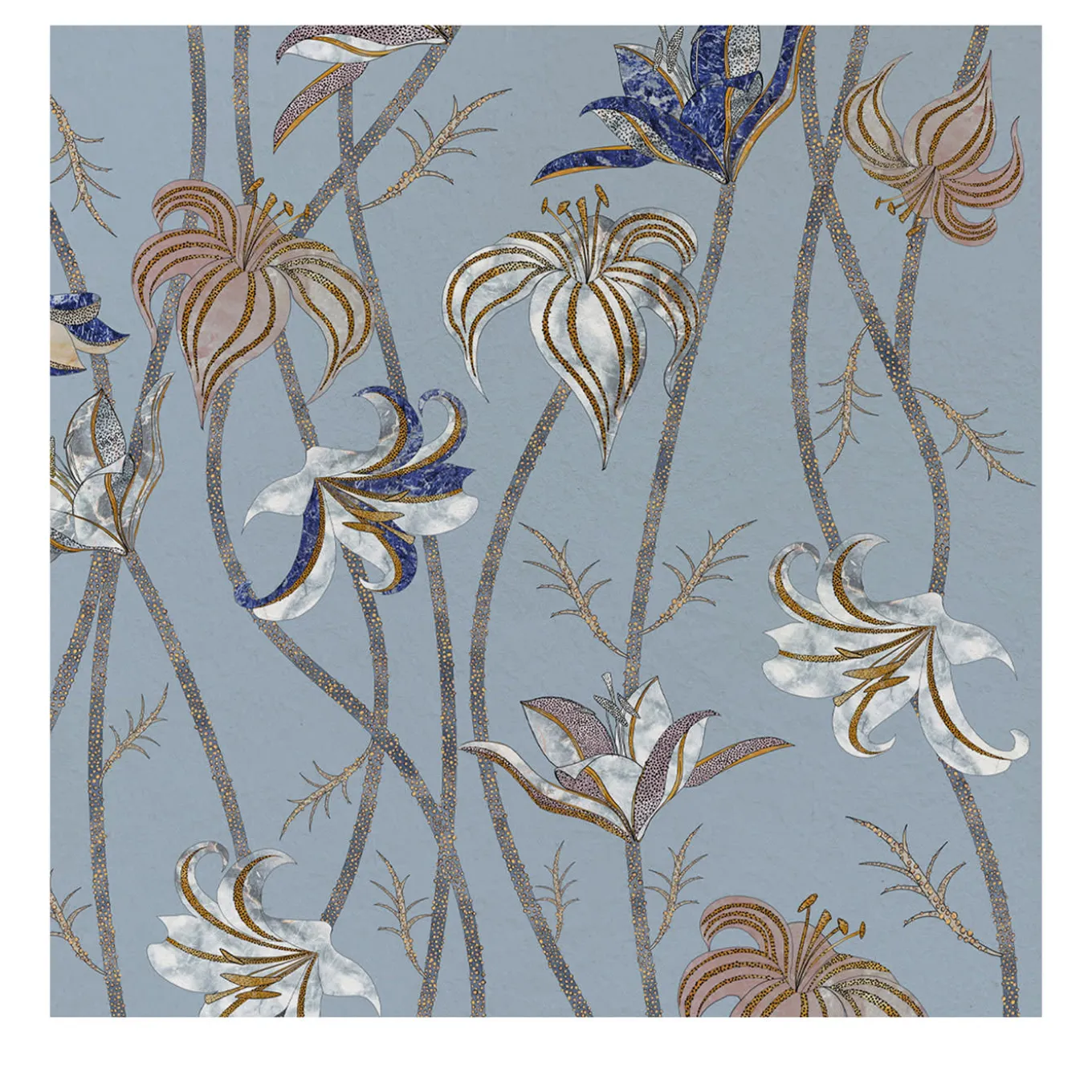 Fiori Azzurro Fiordaliso Carta da parati