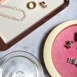 Firenze Vassoio rettangolare a tasca vuota in rame e bianco crema