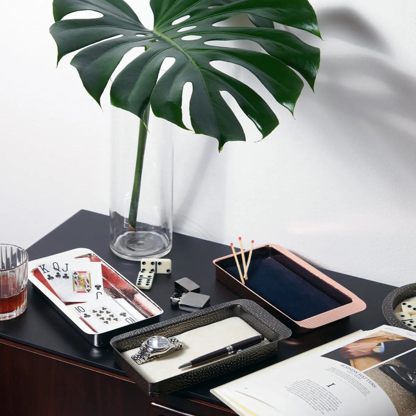 Firenze Vassoio rettangolare a tasca vuota in rame