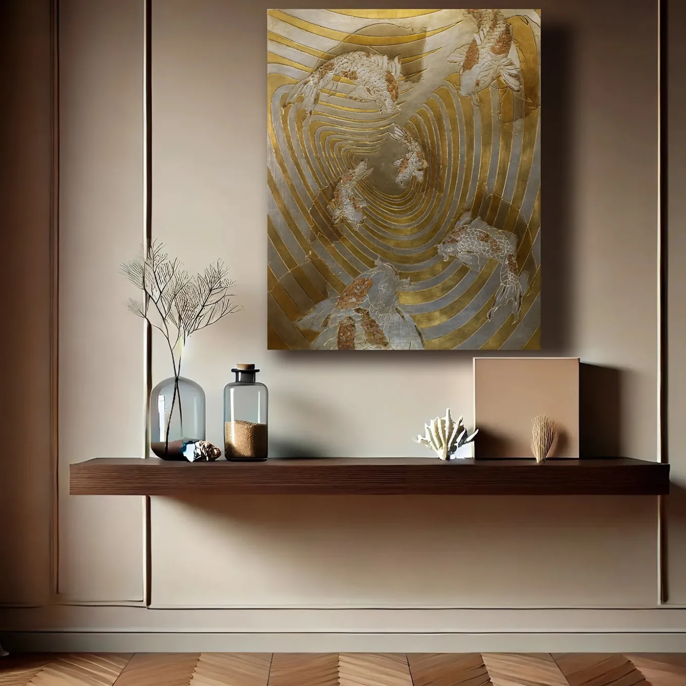 Fluctus legno intagliato con foglia d'oro e d'argento di Giuseppe Caiafa