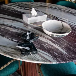 Fruttiera in marmo Paonazzo