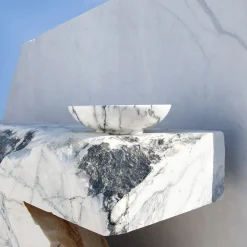 Fruttiera in marmo Paonazzo