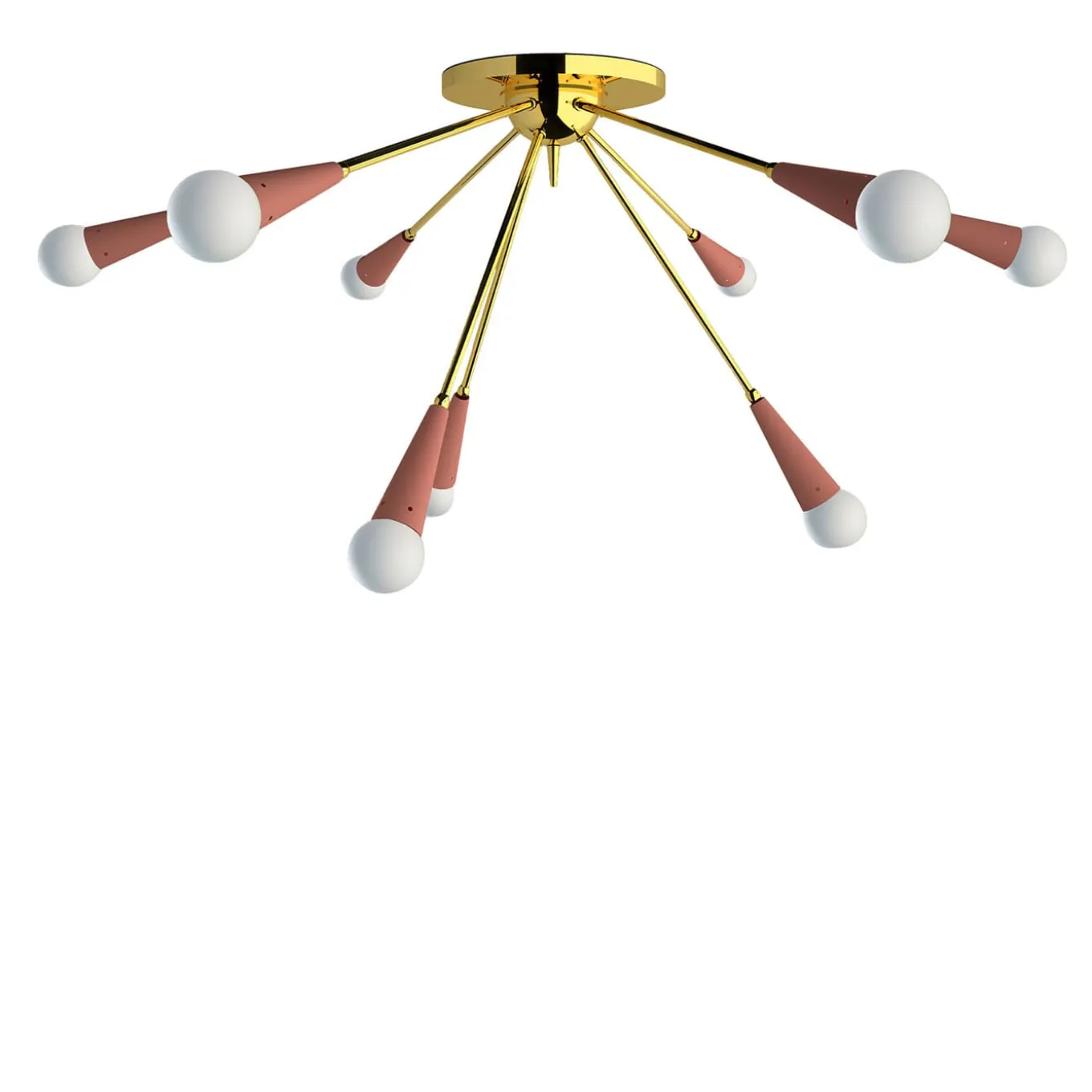 Galassia Lampada da soffitto a 9 luci in metallo rosa e ottone