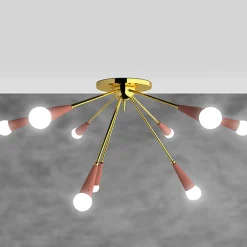 Galassia Lampada da soffitto a 9 luci in metallo rosa e ottone