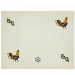 Gallo Multicolor Set di 2 tovagliette ricamate in avorio