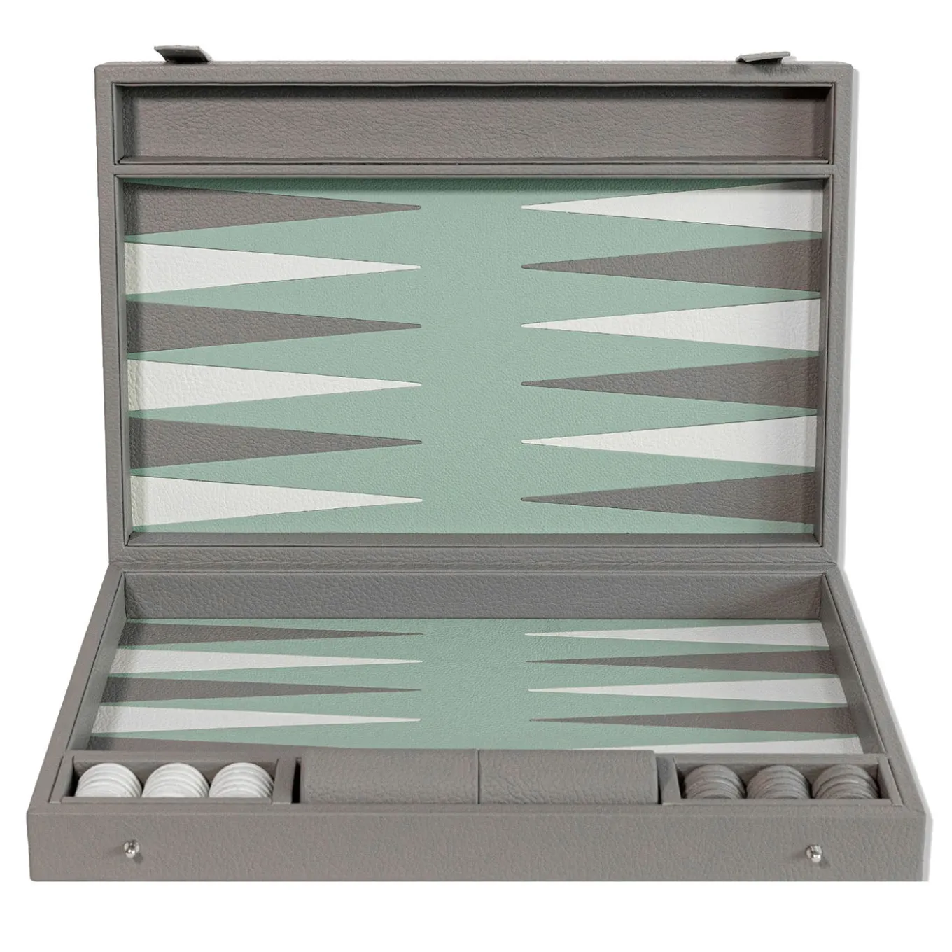Gioco da tavolo Backgammon Box 45 in pelle grigia Luna