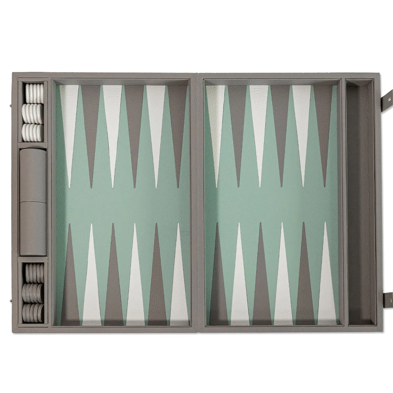 Gioco da tavolo Backgammon Box 45 in pelle grigia Luna