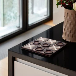Gioco Tic Tac Toe in pelle cioccolato e cappuccino