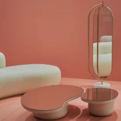 Giove calacatta marble and satin brass metal mirror