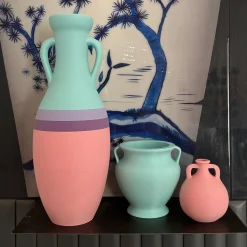 Giulio Cesare Anfora XL rosa viola lilla e azzurra