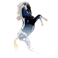 Grande cavallo da riproduzione in vetro nero