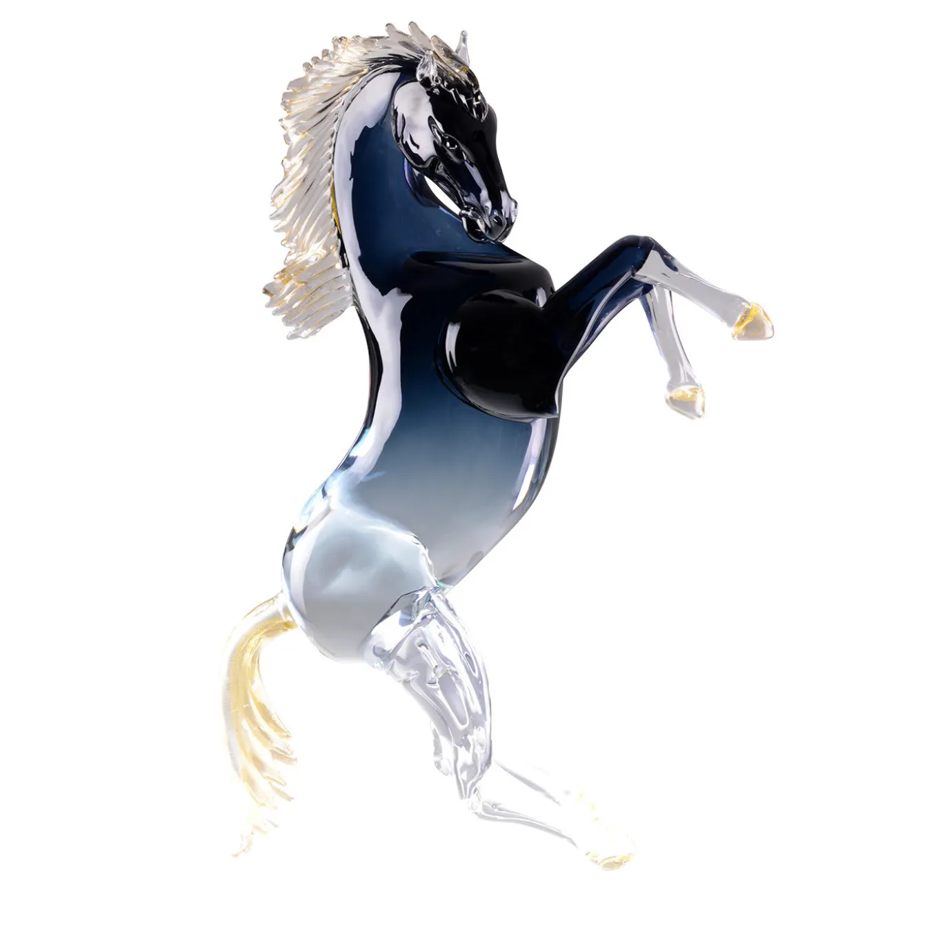 Grande cavallo da riproduzione in vetro nero