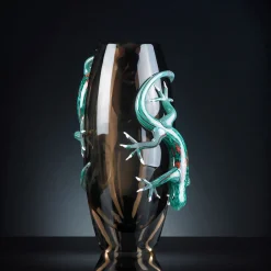 Grande vaso marrone con 2 gechi