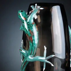 Grande vaso marrone con 2 gechi