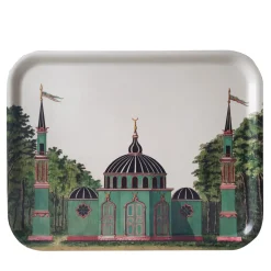 Grande vassoio di legno orientalista