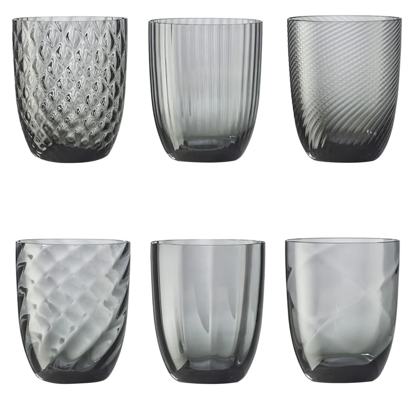 Idra Gray Set di 6 bicchieri da acqua assortiti