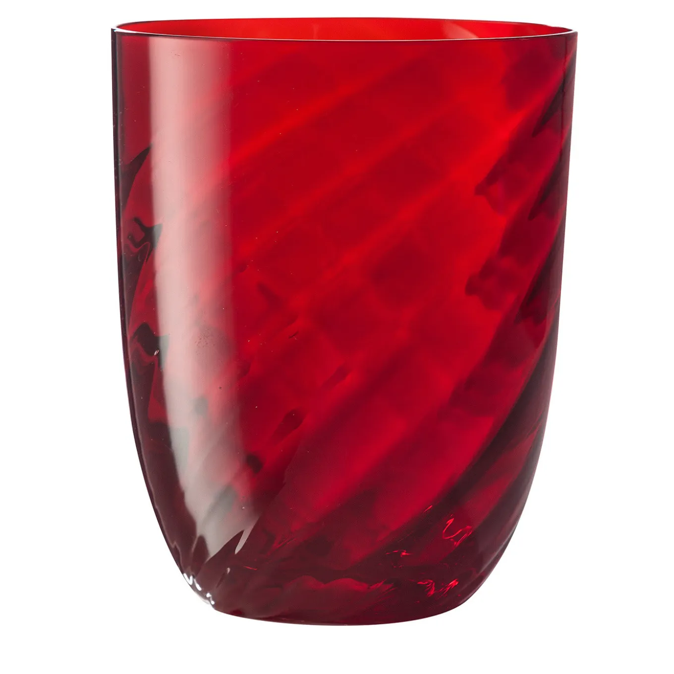 Idra Set di 2 bicchieri da acqua rossi ottici ritorti