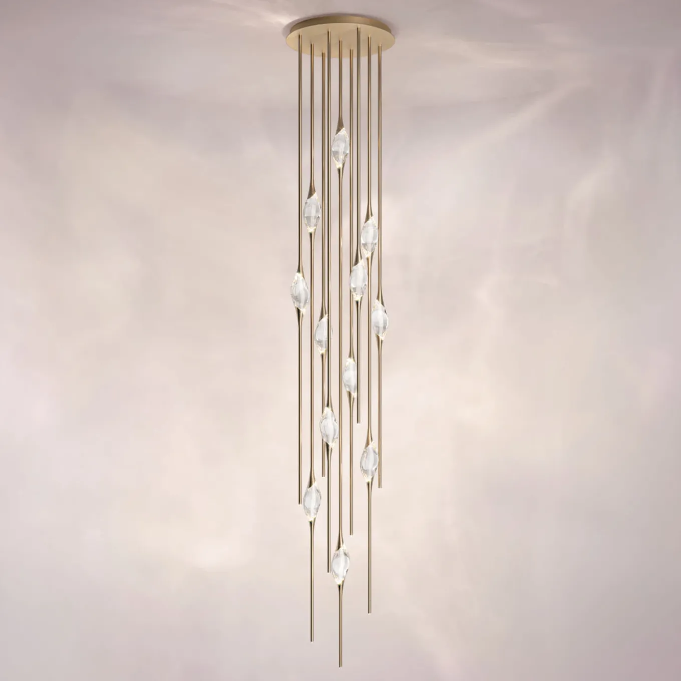 Il Pezzo 12 Cluter a 9 pendenti ottone satinato