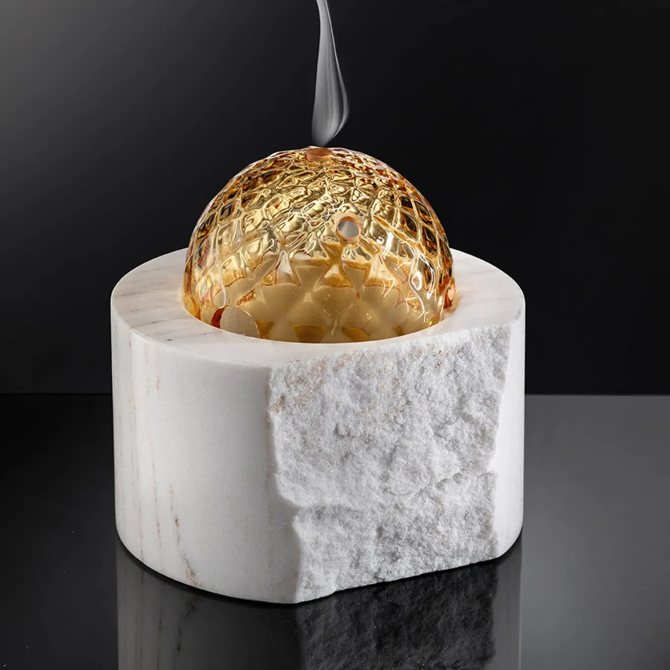Incensiere in vetro di Murano oro e marmo di Palissandro Dome Of Rock