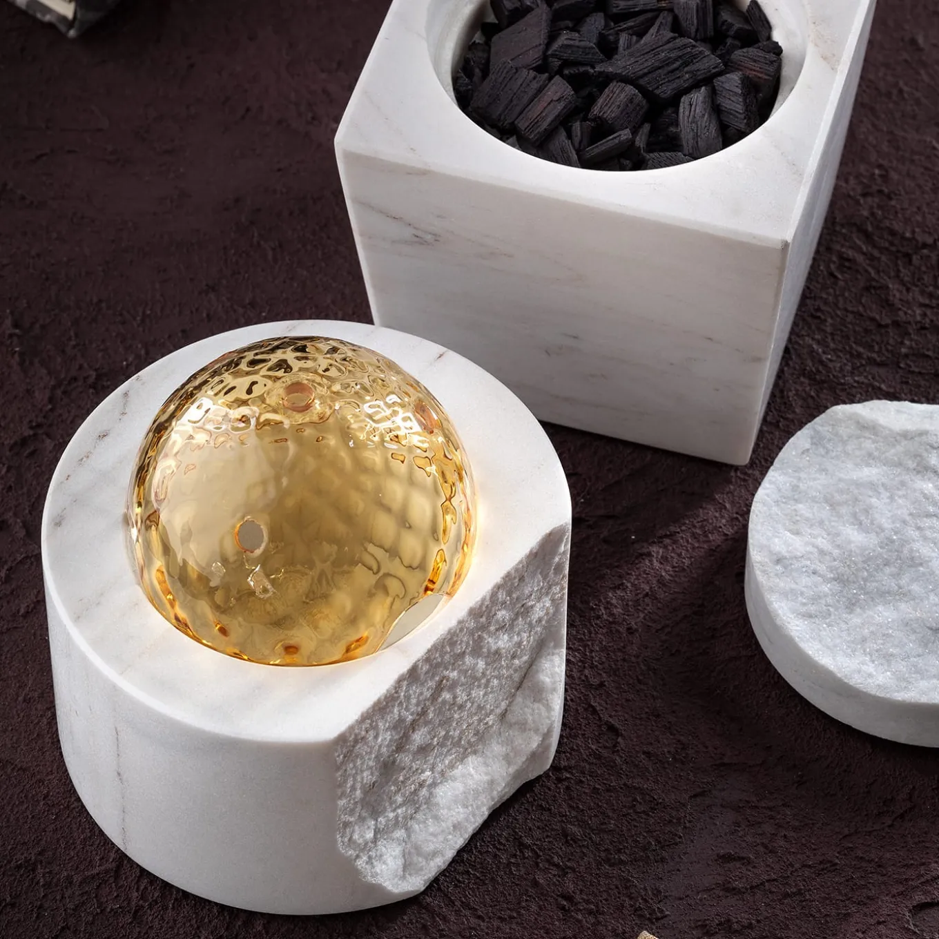 Incensiere in vetro di Murano oro e marmo di Palissandro Dome Of Rock