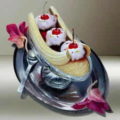 Incontri Inaspettati Pittura ad olio trapezoidale su specchio di Giuseppe Caiafa