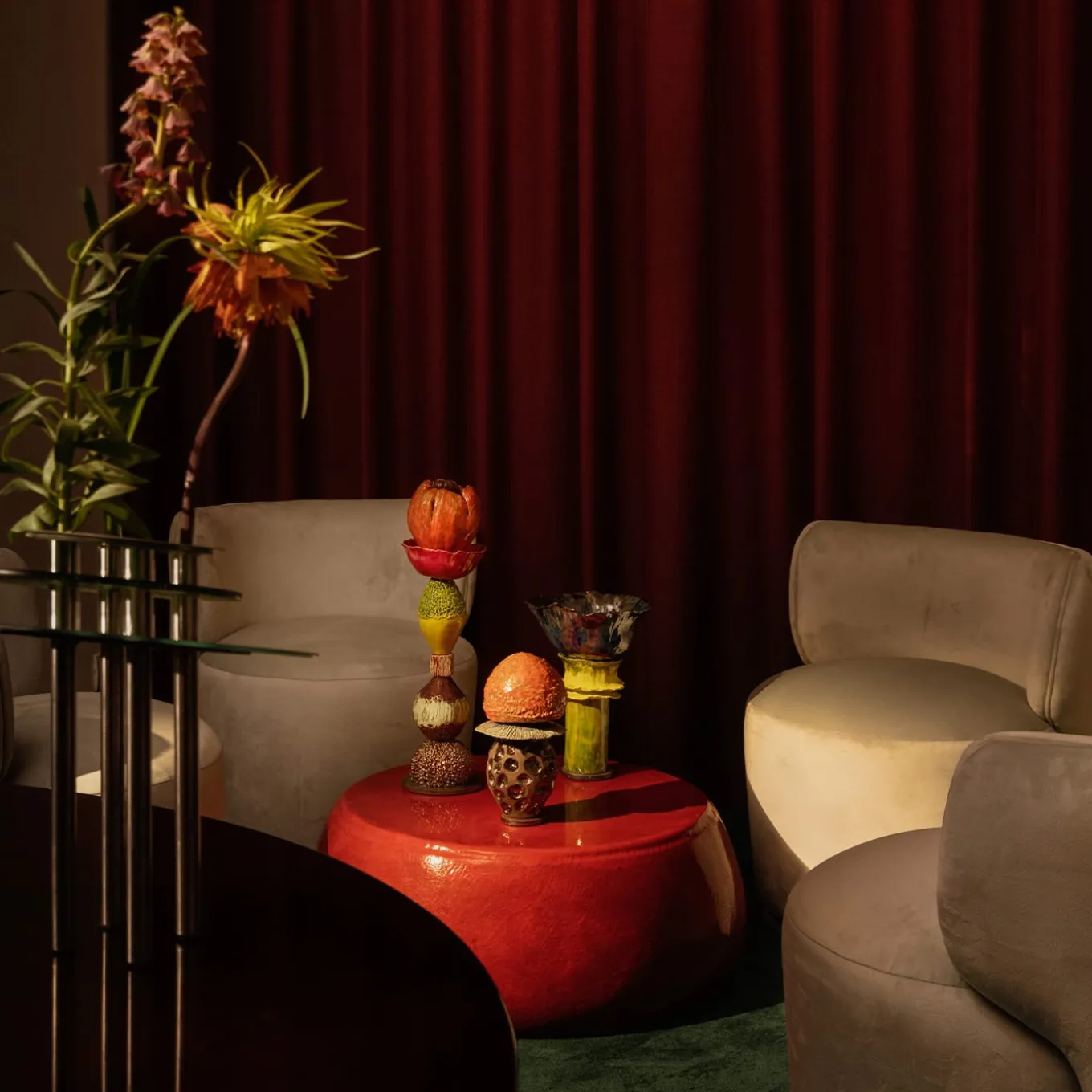 Incontro Pouf grande in ciliegio