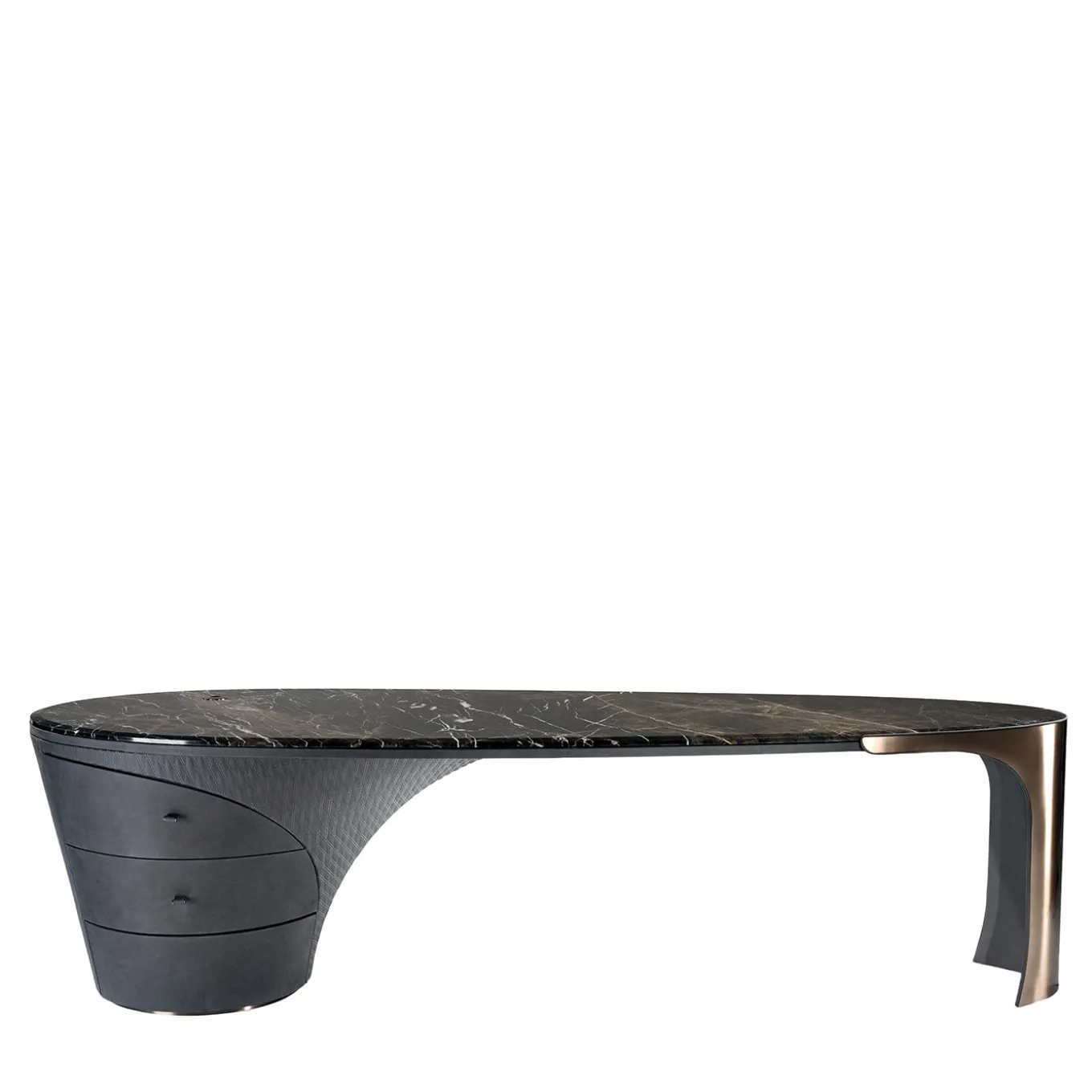 Jet Plane Scrivania in Legno Nero con Piano in Marmo Nero