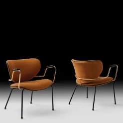 Kalida poltrona in pelle marrone