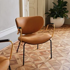 Kalida poltrona in pelle marrone