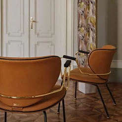 Kalida poltrona in pelle marrone