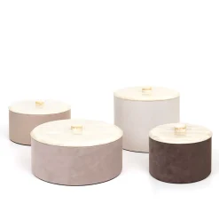 Kelly - Scatola cilindrica grande con coperchio, color taupe