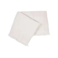 Kimberly Crema 100% Cashmere Doppio Plaid con frange corte laterali