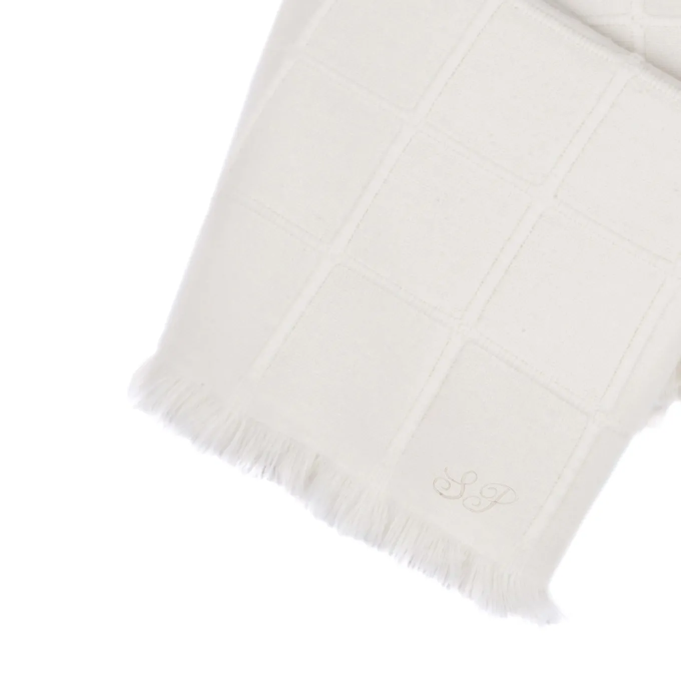 Kimberly Crema 100% Cashmere Doppio Plaid con frange corte laterali