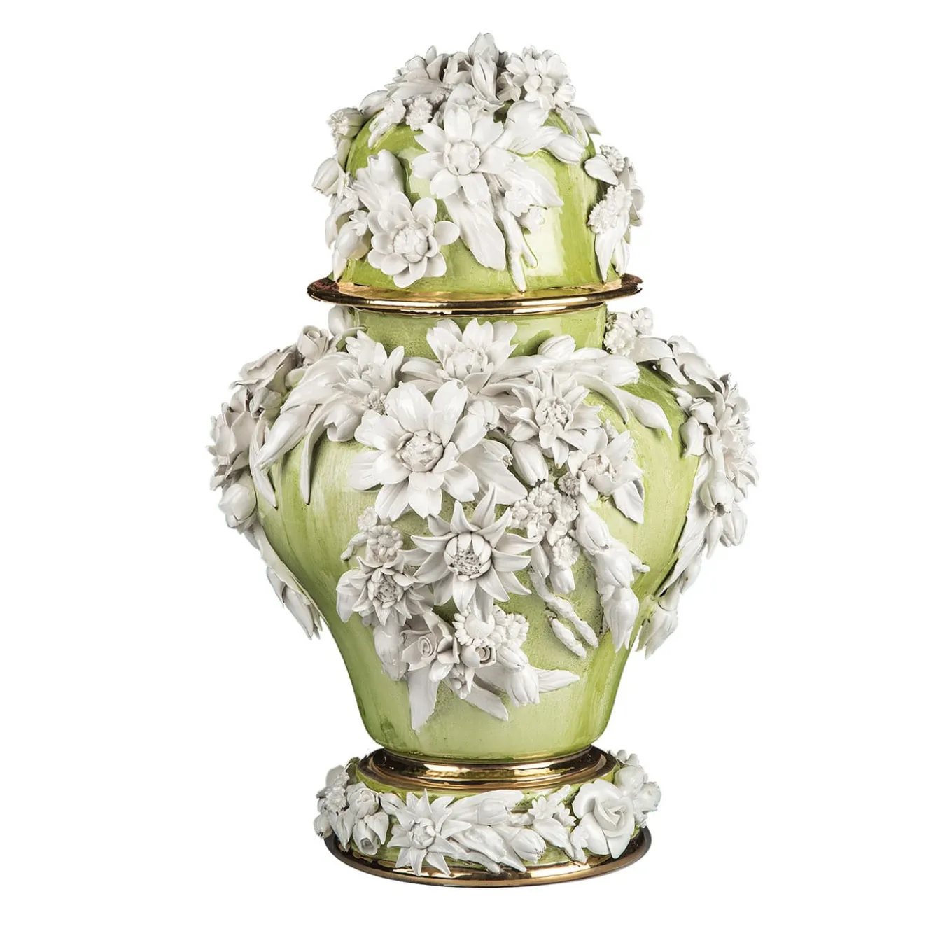 La Terra Floral Potiche verde e bianca di Antonio Fullin