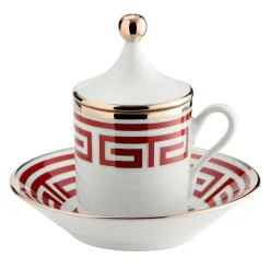 Labirinto Scarlatto Set di 2 tazze da caffè espresso con coperchio e piattino