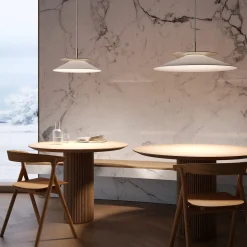 Lampada a sospensione Asia oro e bianco di Federico Peri