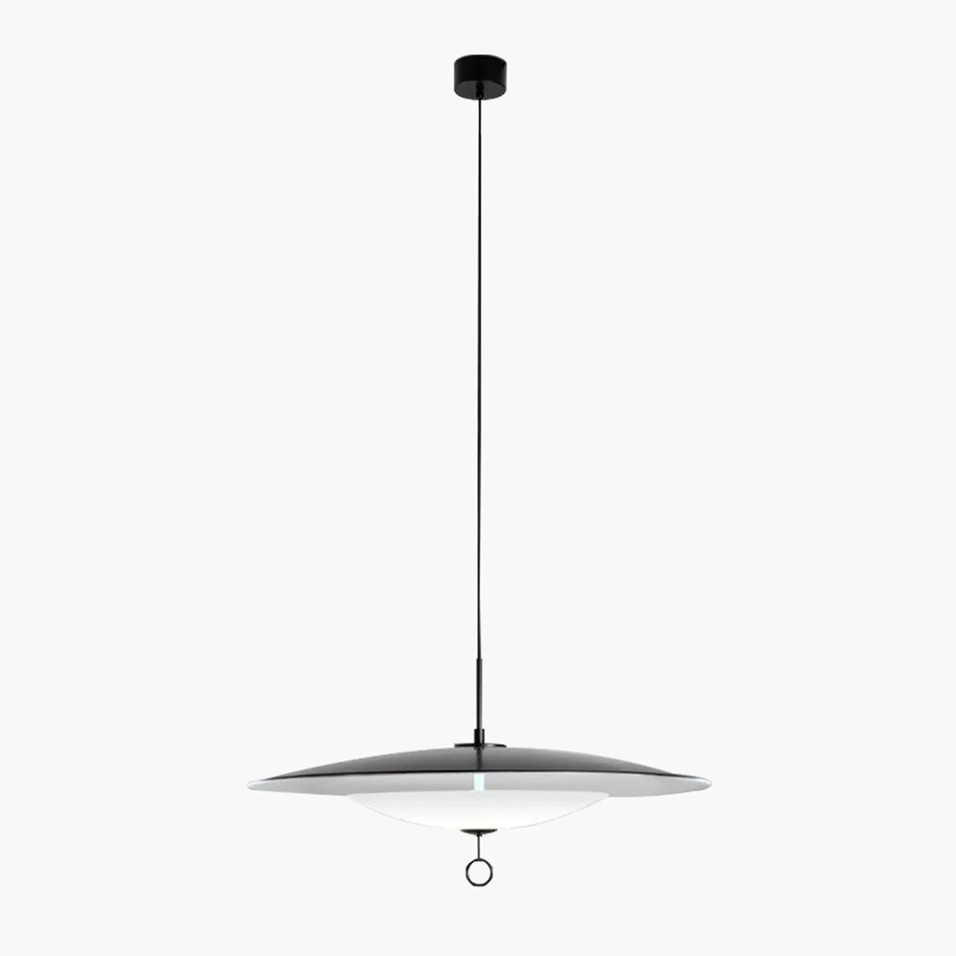 Lampada a Sospensione Astra in Metallo Nero e Avorio